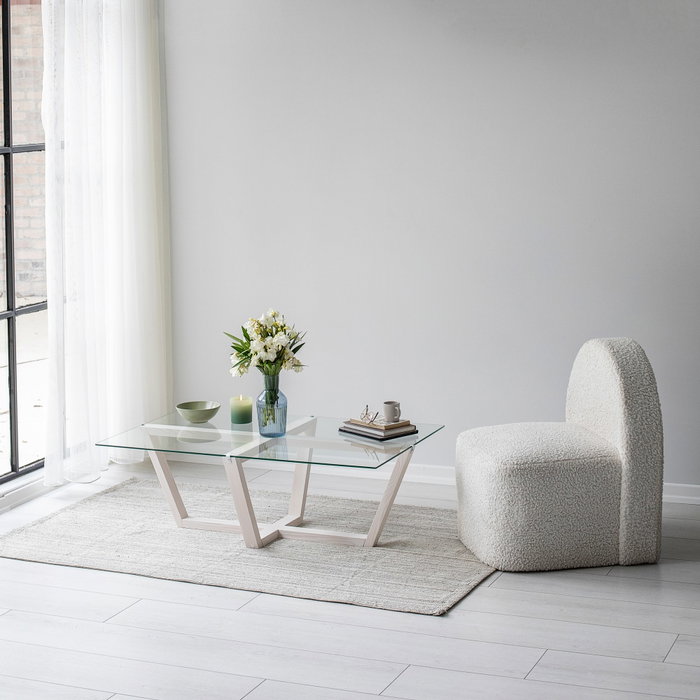 Hanah Home Amalfi Mesa de Centro Blanca con Cristal Templado